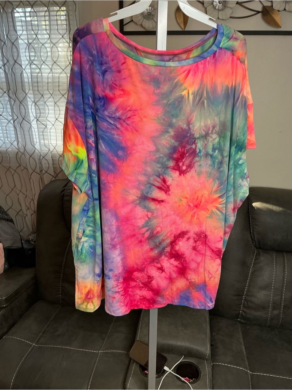 Women’s Multicolor Tie-Dye Scoop Neck Short Sleeve Top